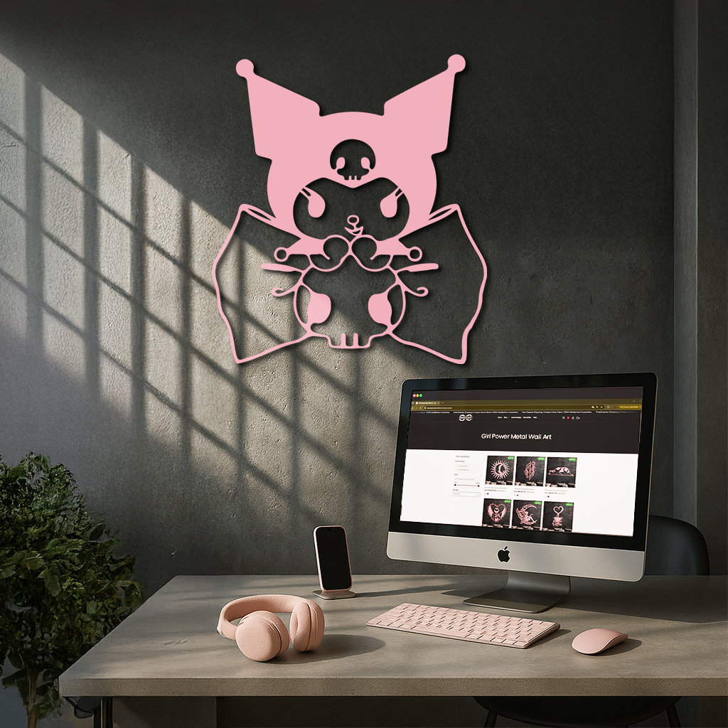 Kuromi Character Silhouette – Pink Metal Wall Art - KAFGP168 - Tampa Home & Garden Store
