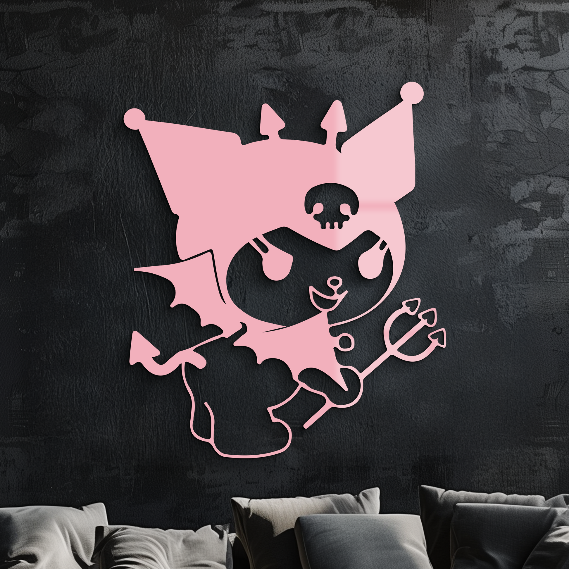 Kuromi Devil Girl Silhouette – Pink Metal Wall Art Home Decoration - KAFGP169 - Tampa Home & Garden Store