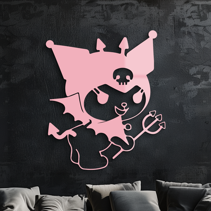Kuromi Devil Girl Silhouette – Pink Metal Wall Art Home Decoration - KAFGP169 - Tampa Home & Garden Store