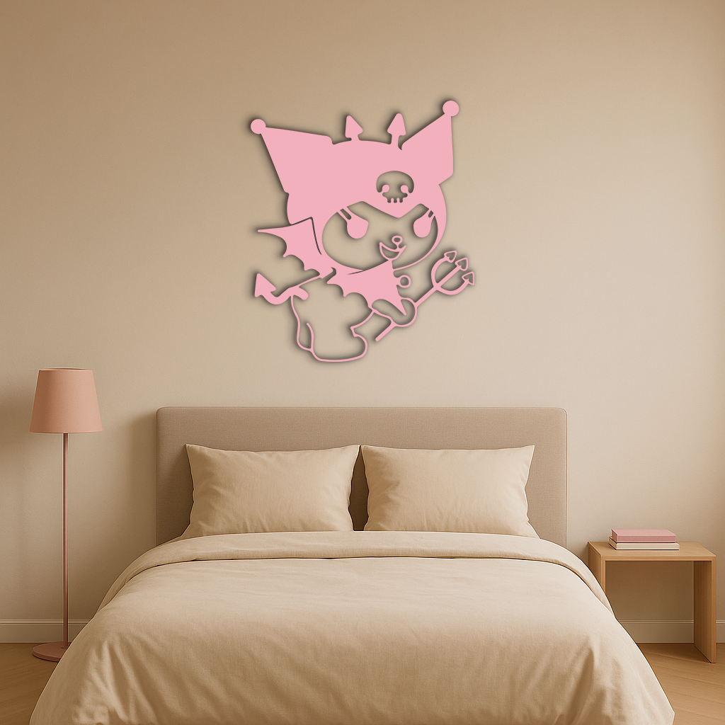 Kuromi Devil Girl Silhouette – Pink Metal Wall Art Home Decoration - KAFGP169 - Tampa Home & Garden Store