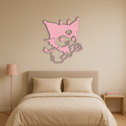 Kuromi Devil Girl Silhouette – Pink Metal Wall Art Home Decoration - KAFGP169 - Tampa Home & Garden Store