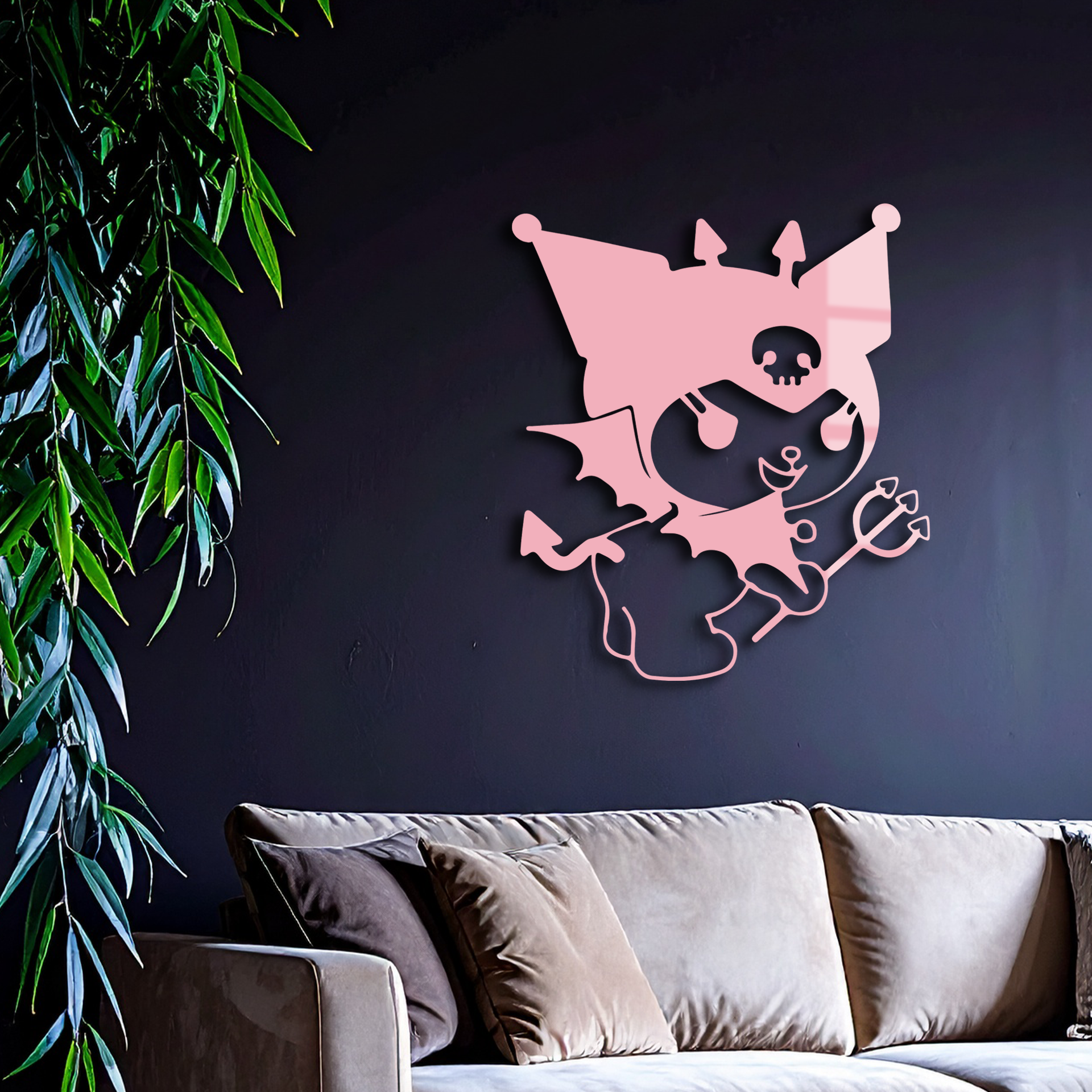 Kuromi Devil Girl Silhouette – Pink Metal Wall Art Home Decoration - KAFGP169 - Tampa Home & Garden Store