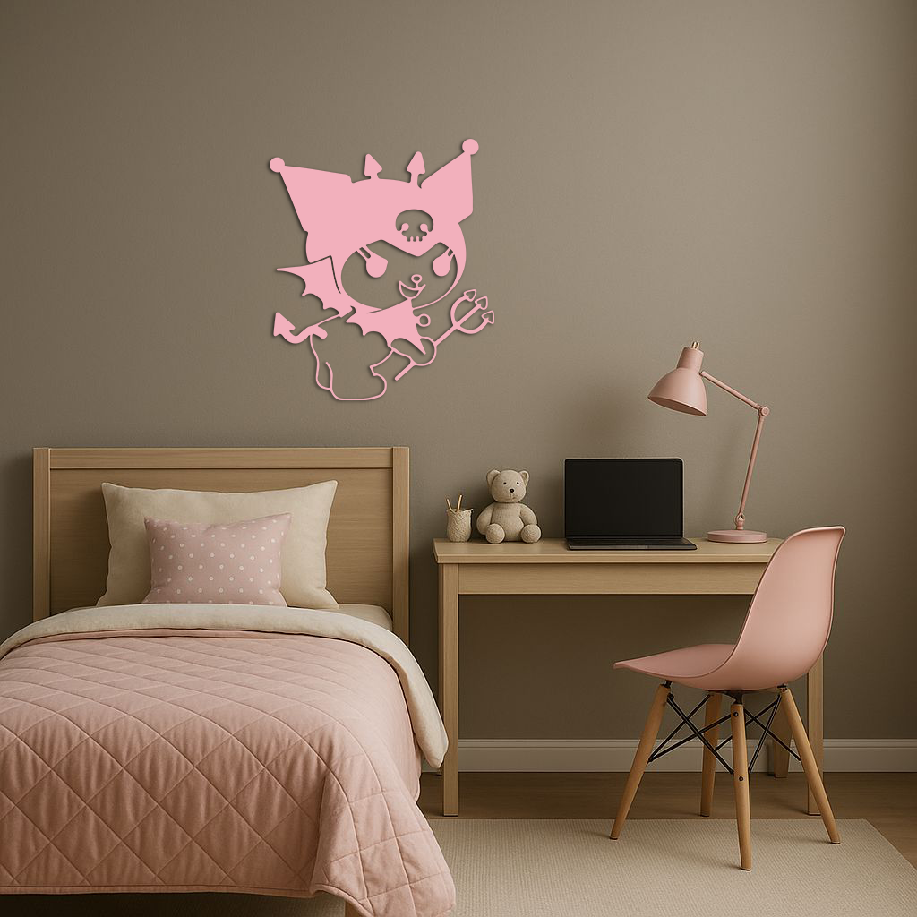 Kuromi Devil Girl Silhouette – Pink Metal Wall Art Home Decoration - KAFGP169 - Tampa Home & Garden Store