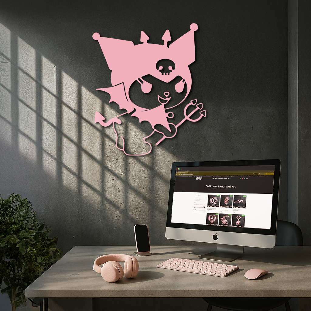 Kuromi Devil Girl Silhouette – Pink Metal Wall Art Home Decoration - KAFGP169 - Tampa Home & Garden Store