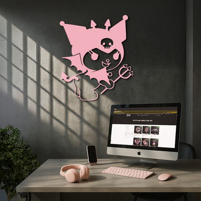 Kuromi Devil Girl Silhouette – Pink Metal Wall Art Home Decoration - KAFGP169 - Tampa Home & Garden Store