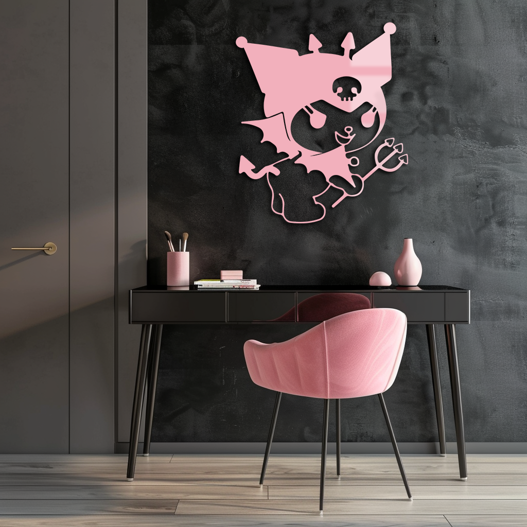 Kuromi Devil Girl Silhouette – Pink Metal Wall Art Home Decoration - KAFGP169 - Tampa Home & Garden Store