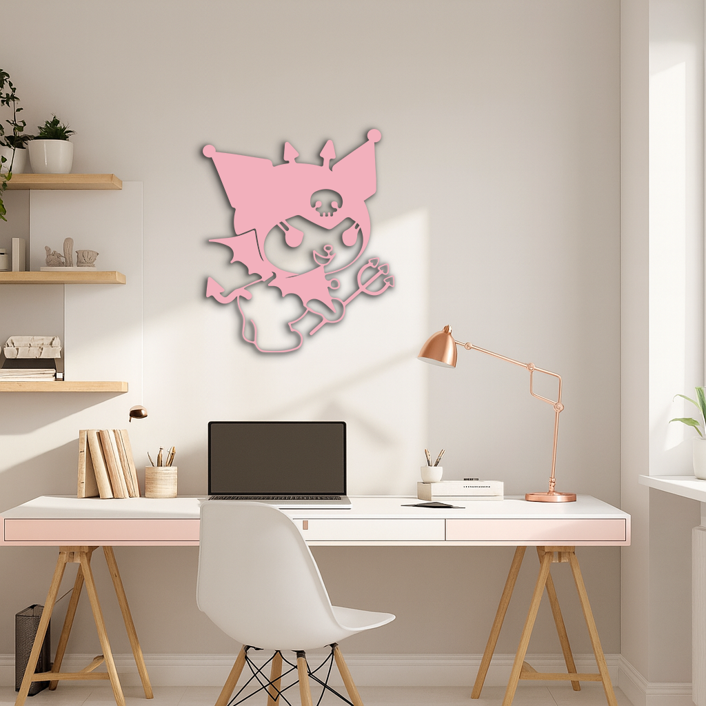 Kuromi Devil Girl Silhouette – Pink Metal Wall Art Home Decoration - KAFGP169 - Tampa Home & Garden Store
