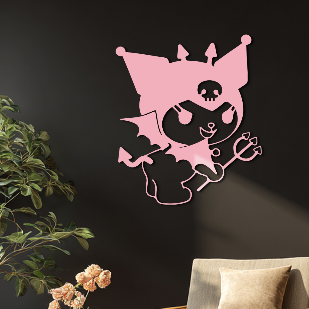 Kuromi Devil Girl Silhouette – Pink Metal Wall Art Home Decoration - KAFGP169 - Tampa Home & Garden Store
