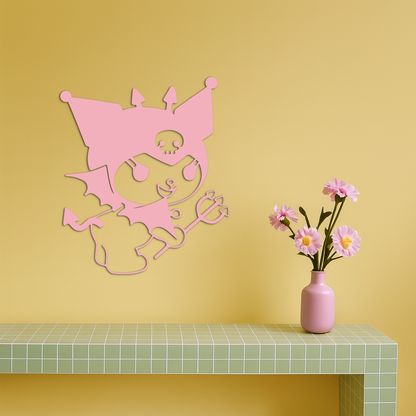 Kuromi Devil Girl Silhouette – Pink Metal Wall Art Home Decoration - KAFGP169 - Tampa Home & Garden Store