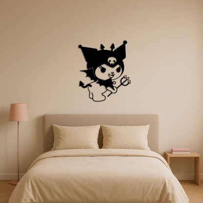 Kuromi Devil Girl Silhouette – Pink Metal Wall Art Home Decoration - KAFGP169 - Tampa Home & Garden Store