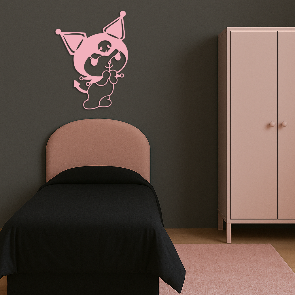 Kuromi Silhouette Metal Wall Art – Cute Gothic Character Design - KAFGP049 - Tampa Home & Garden Store