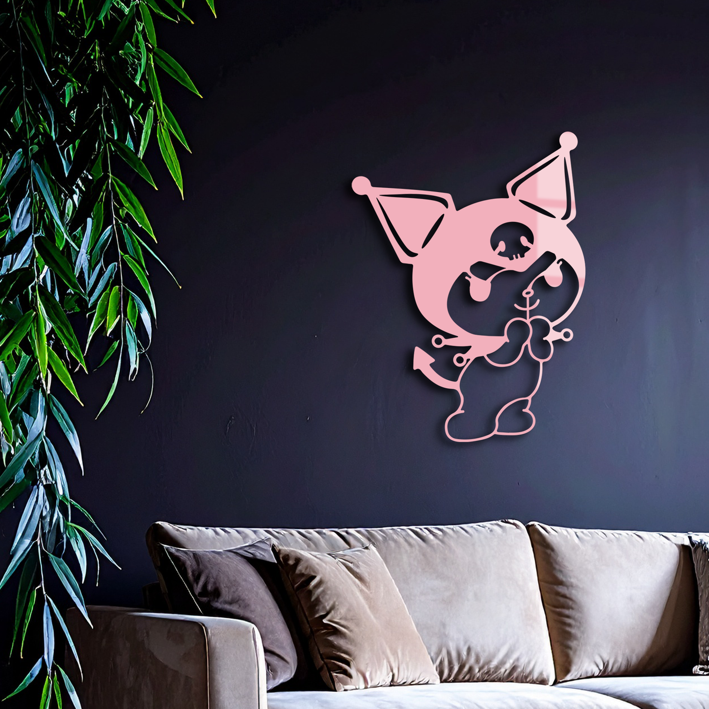 Kuromi Silhouette Metal Wall Art – Cute Gothic Character Design - KAFGP049 - Tampa Home & Garden Store