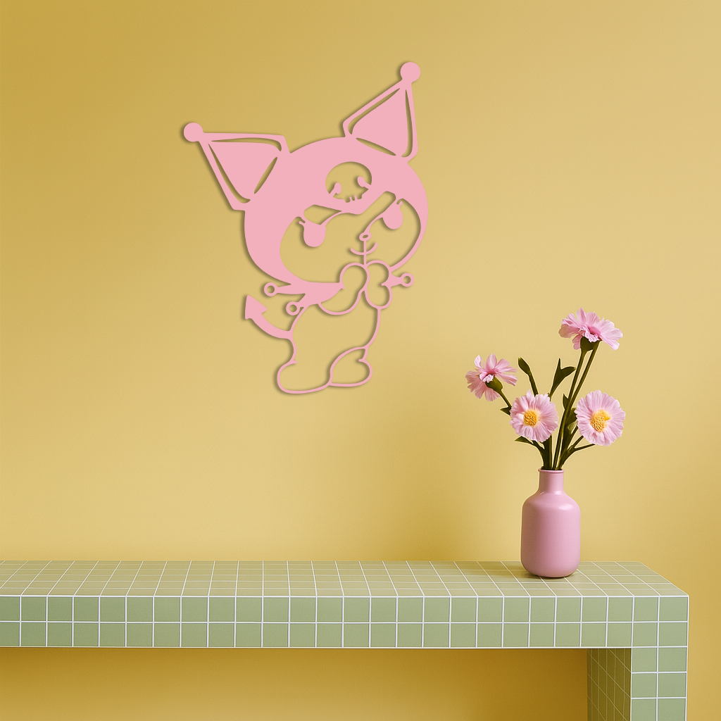 Kuromi Silhouette Metal Wall Art – Cute Gothic Character Design - KAFGP049 - Tampa Home & Garden Store