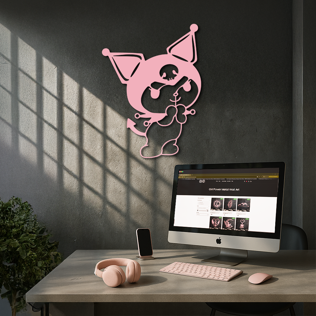 Kuromi Silhouette Metal Wall Art – Cute Gothic Character Design - KAFGP049 - Tampa Home & Garden Store