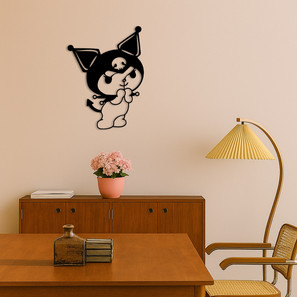 Kuromi Silhouette Metal Wall Art – Cute Gothic Character Design - KAFGP049 - Tampa Home & Garden Store