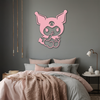 Kuromi Sitting Pose Cute Pink Metal Wall Art – Modern Anime Inspired Home Decor - KAFGP173 - Tampa Home & Garden Store