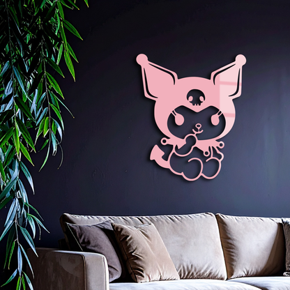 Kuromi Sitting Pose Cute Pink Metal Wall Art – Modern Anime Inspired Home Decor - KAFGP173 - Tampa Home & Garden Store