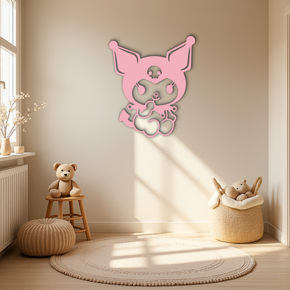 Kuromi Sitting Pose Cute Pink Metal Wall Art – Modern Anime Inspired Home Decor - KAFGP173 - Tampa Home & Garden Store