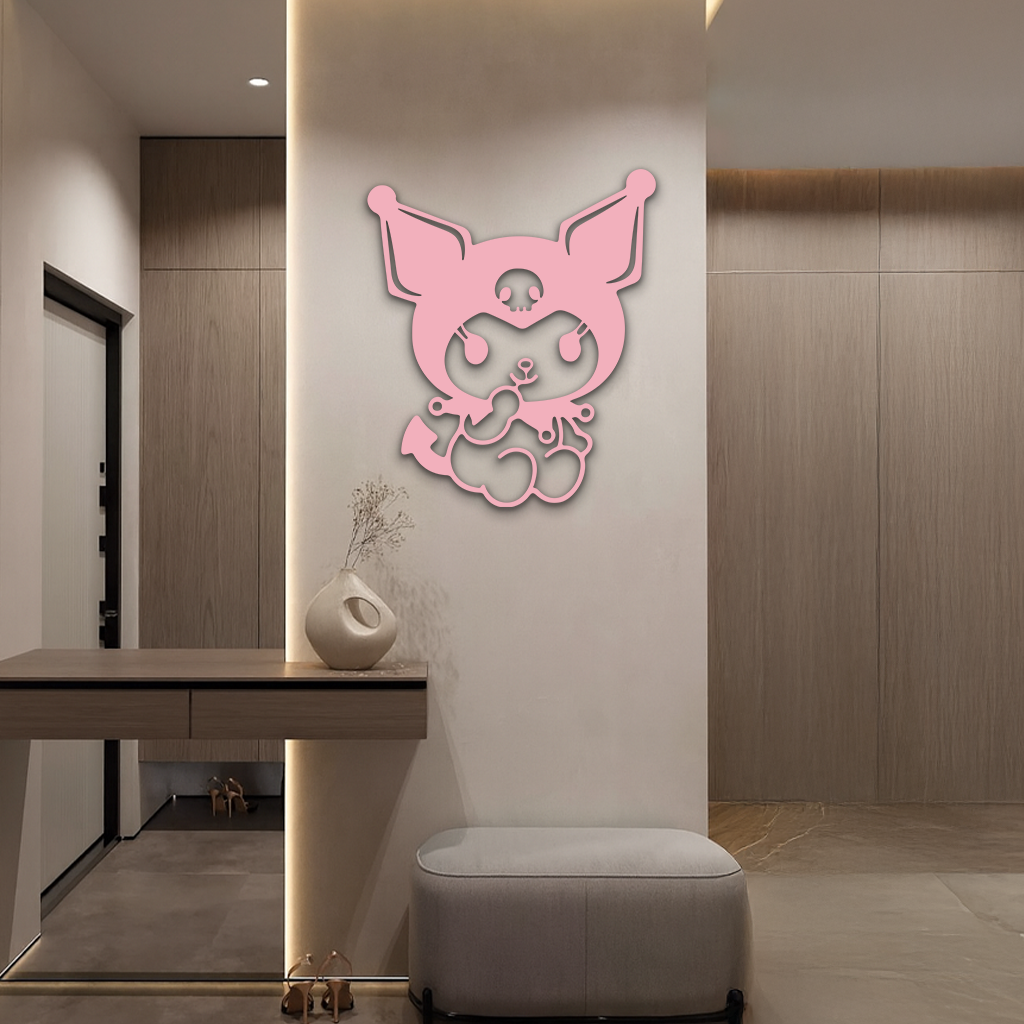 Kuromi Sitting Pose Cute Pink Metal Wall Art – Modern Anime Inspired Home Decor - KAFGP173 - Tampa Home & Garden Store