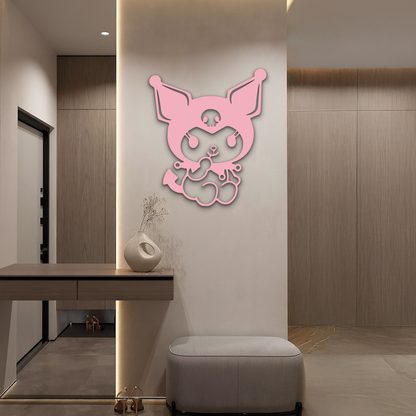 Kuromi Sitting Pose Cute Pink Metal Wall Art – Modern Anime Inspired Home Decor - KAFGP173 - Tampa Home & Garden Store