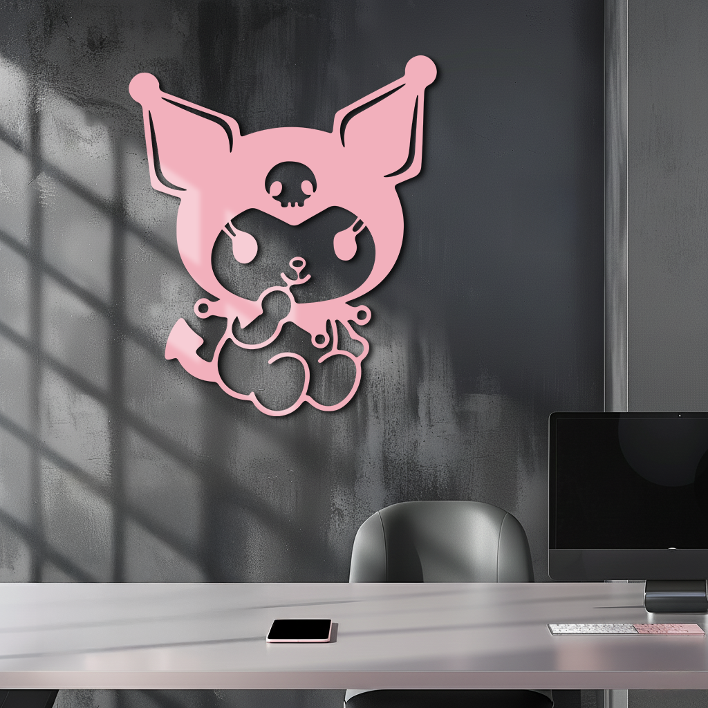 Kuromi Sitting Pose Cute Pink Metal Wall Art – Modern Anime Inspired Home Decor - KAFGP173 - Tampa Home & Garden Store