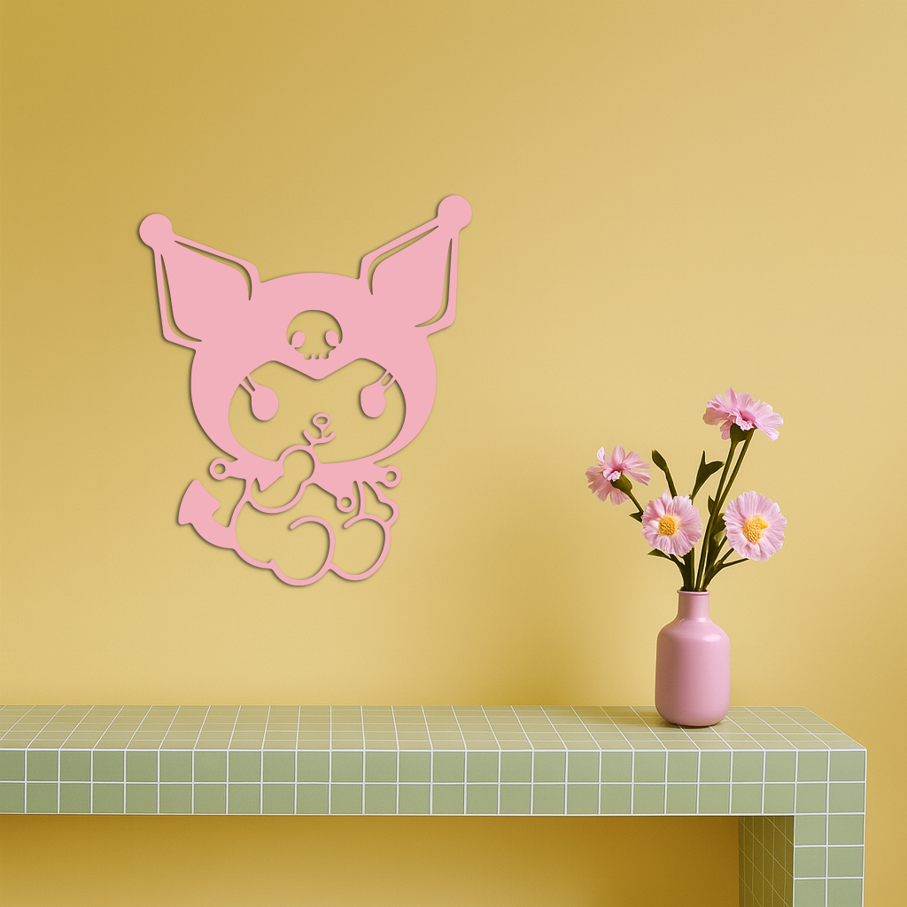 Kuromi Sitting Pose Cute Pink Metal Wall Art – Modern Anime Inspired Home Decor - KAFGP173 - Tampa Home & Garden Store