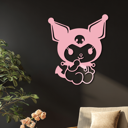 Kuromi Sitting Pose Cute Pink Metal Wall Art – Modern Anime Inspired Home Decor - KAFGP173 - Tampa Home & Garden Store