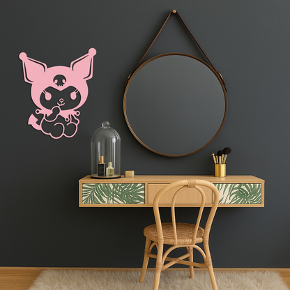 Kuromi Sitting Pose Cute Pink Metal Wall Art – Modern Anime Inspired Home Decor - KAFGP173 - Tampa Home & Garden Store