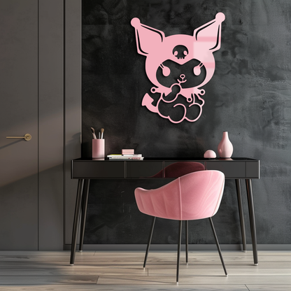 Kuromi Sitting Pose Cute Pink Metal Wall Art – Modern Anime Inspired Home Decor - KAFGP173 - Tampa Home & Garden Store