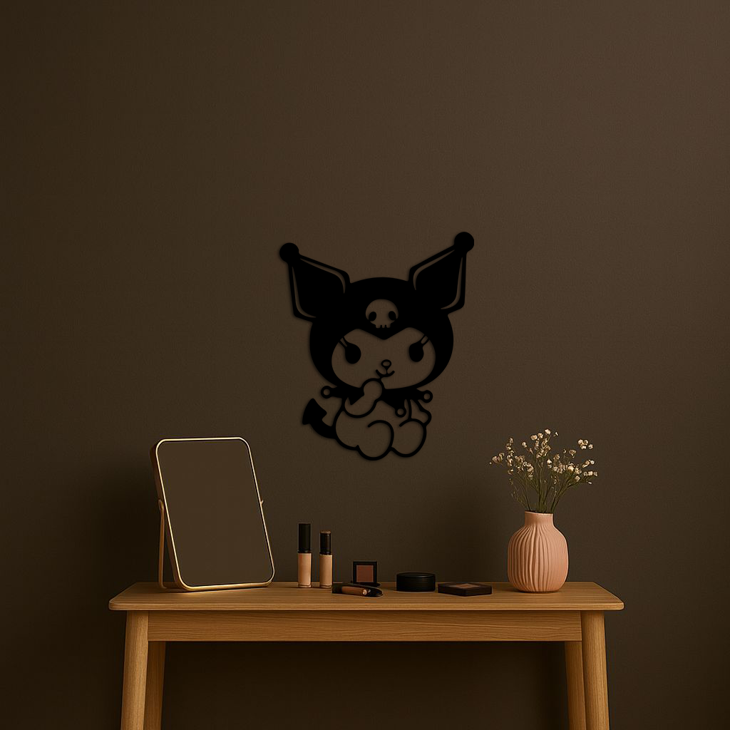 Kuromi Sitting Pose Cute Pink Metal Wall Art – Modern Anime Inspired Home Decor - KAFGP173 - Tampa Home & Garden Store