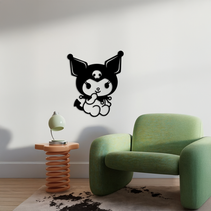 Kuromi Sitting Pose Cute Pink Metal Wall Art – Modern Anime Inspired Home Decor - KAFGP173 - Tampa Home & Garden Store