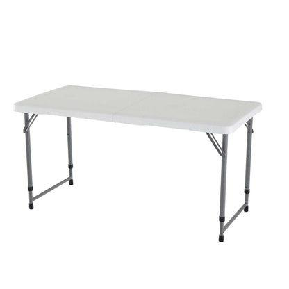 Mesa Plegable de HDPE Blanco de Altura Ajustable con Estructura de Acero Termolacado