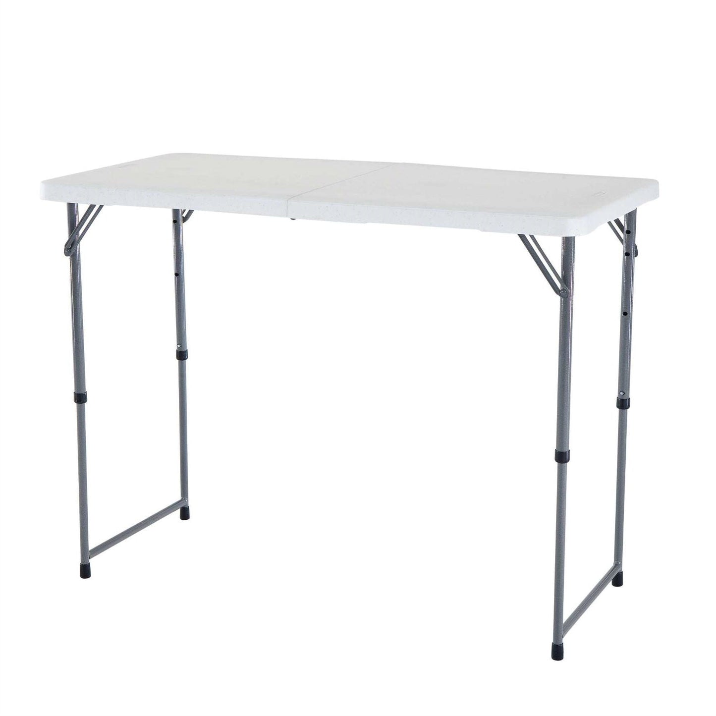 Mesa Plegable de HDPE Blanco de Altura Ajustable con Estructura de Acero Termolacado