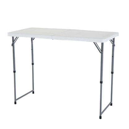 Mesa Plegable de HDPE Blanco de Altura Ajustable con Estructura de Acero Termolacado