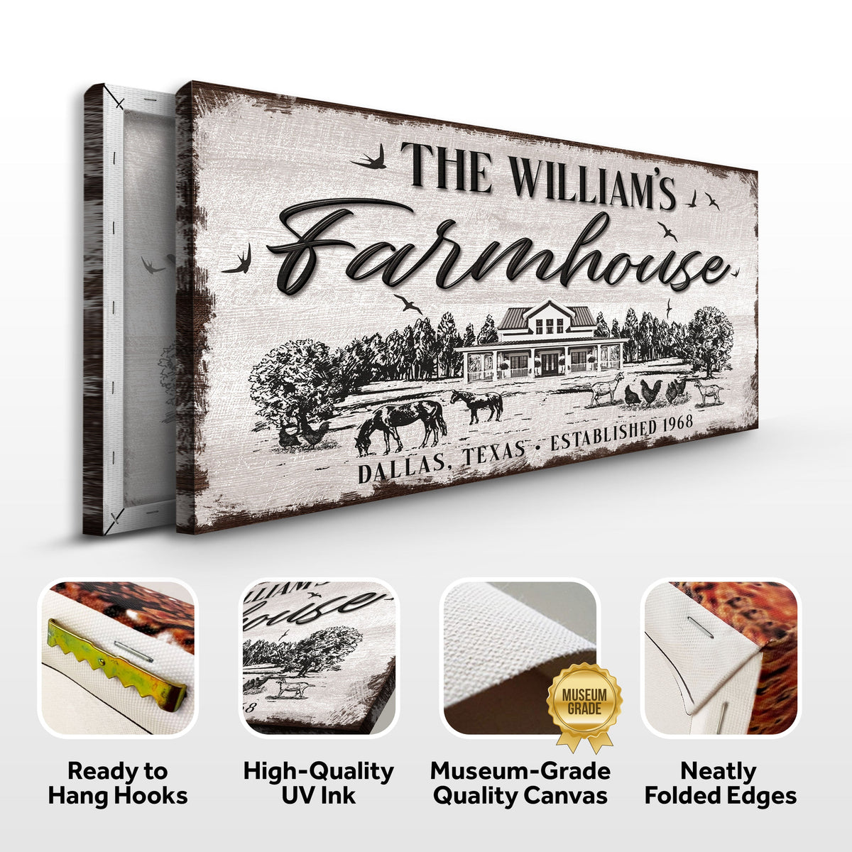 Custom Farmhouse Crafting Canvas by Tailored Canvases; rustic farmhouse scene on Tampa Home & Garden Store