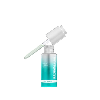 Dermalogica Retinol Clearing Oil turquoise gradient bottle with dropper for acne, clearing on Tampa Home & Garden Store