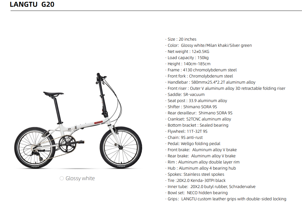 LANGTU Folding Bike 20“ inch - Tampa Home & Garden Store