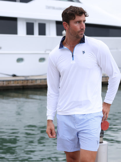 Freeport Short Effortless Performance White Water Life, light blue and white striped shorts on Tampa Home & Garden Store