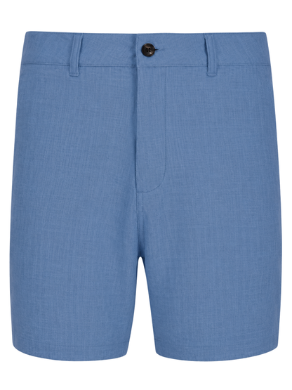 Bayport Lightweight Shorts, light blue fabric with front button and belt loops on Tampa Home & Garden Store