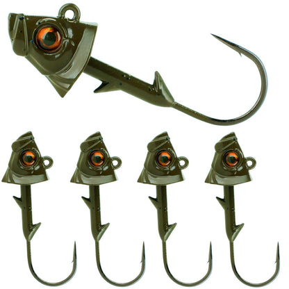 Reaction Tackle Lead Fish Head Jigs - 5-PACK - New