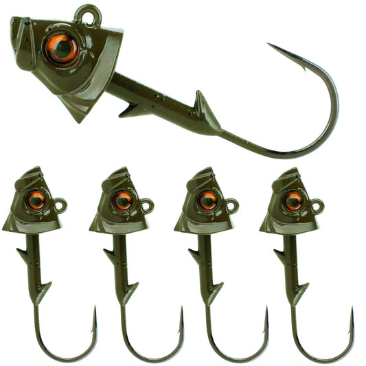 Reaction Tackle Lead Fish Head Jigs - 5-PACK - New