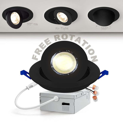 LED Canless Recessed Light 4 inch Gimbal 5CCT Dimmable Adjustable Directional Retrofit Eyeball Lighting with Jbox ETL Rated - Tampa soil911.com