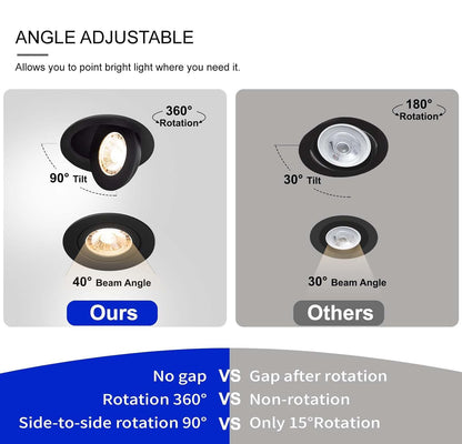 LED Canless Recessed Light 4 inch Gimbal 5CCT Dimmable Adjustable Directional Retrofit Eyeball Lighting with Jbox ETL Rated - Tampa soil911.com