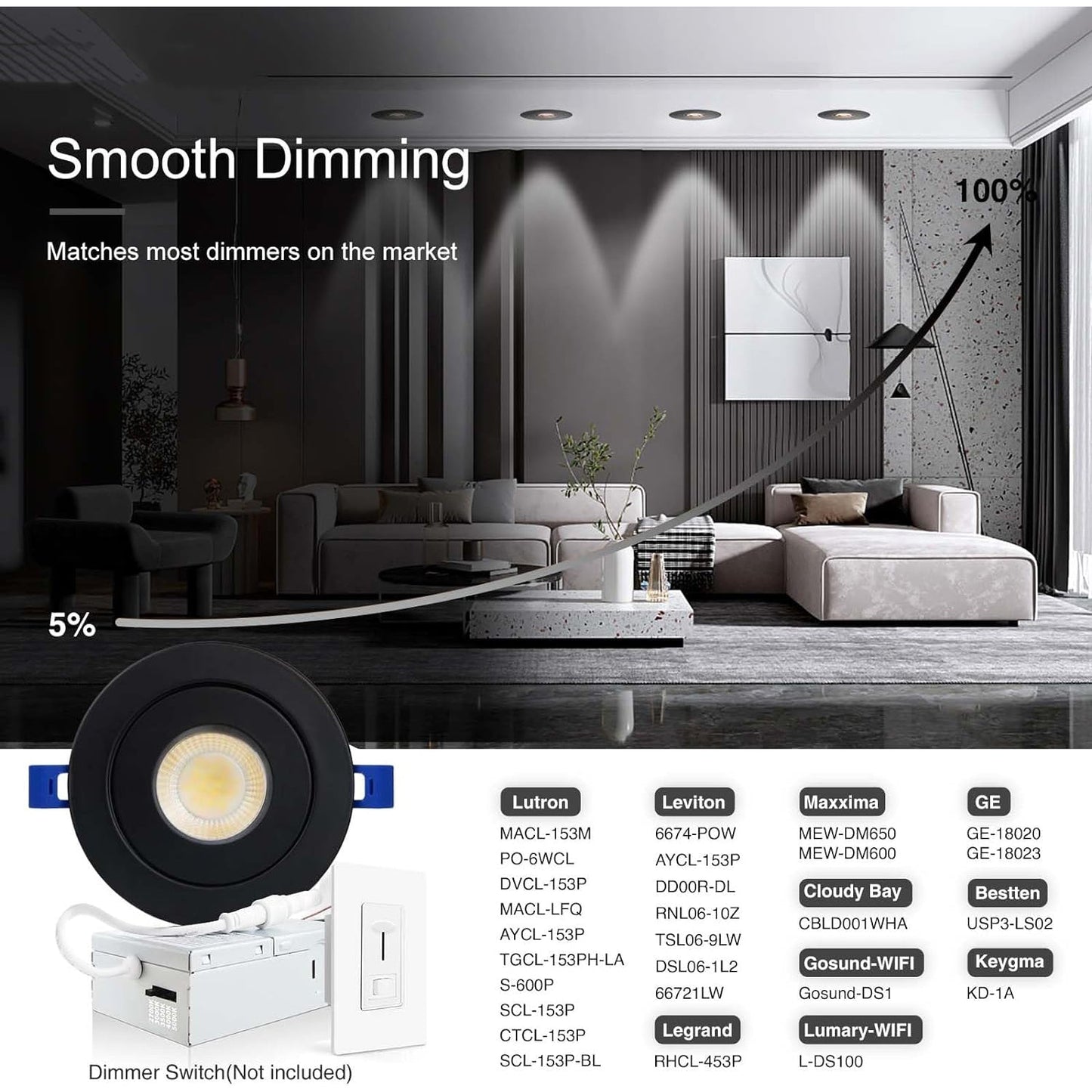 LED Canless Recessed Light 4 inch Gimbal 5CCT Dimmable Adjustable Directional Retrofit Eyeball Lighting with Jbox ETL Rated - Tampa soil911.com
