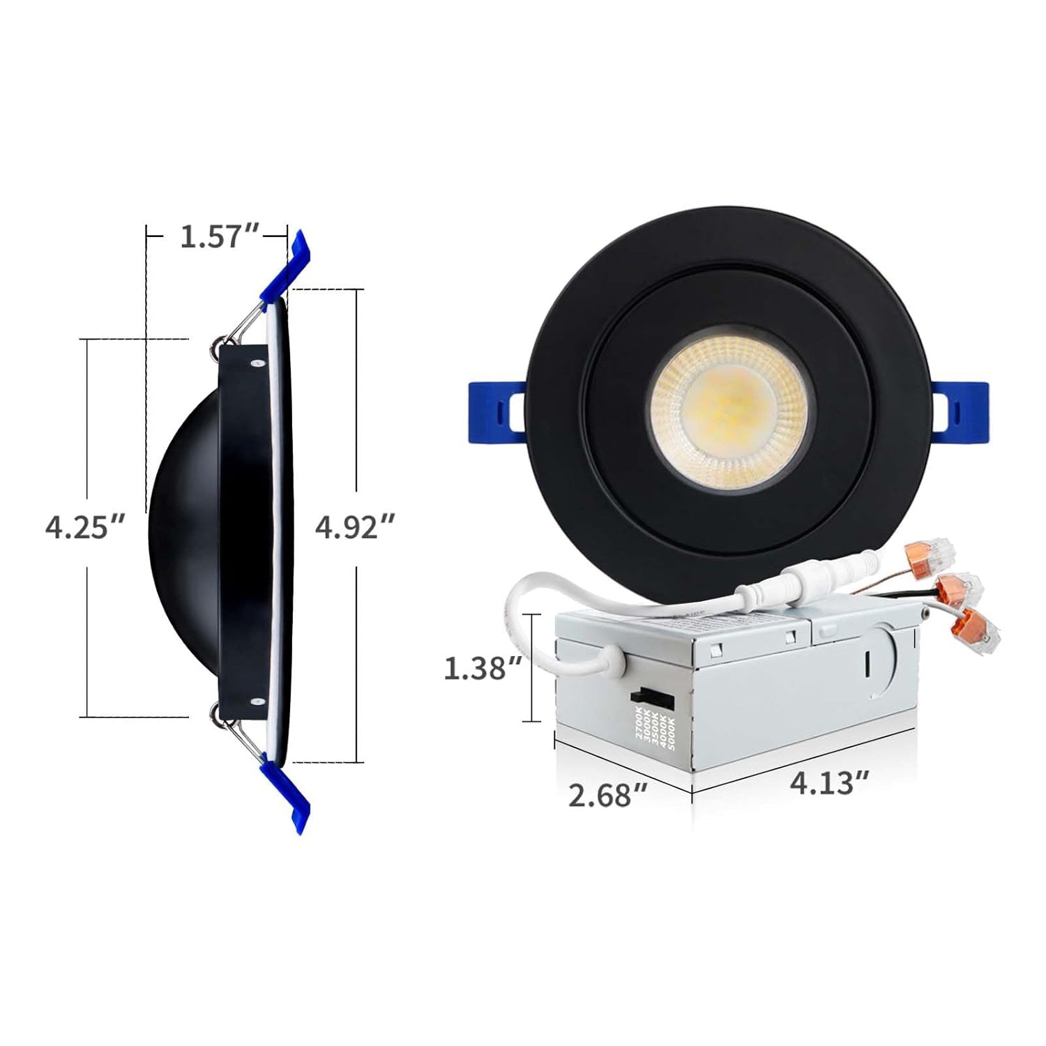 LED Canless Recessed Light 4 inch Gimbal 5CCT Dimmable Adjustable Directional Retrofit Eyeball Lighting with Jbox ETL Rated - Tampa soil911.com