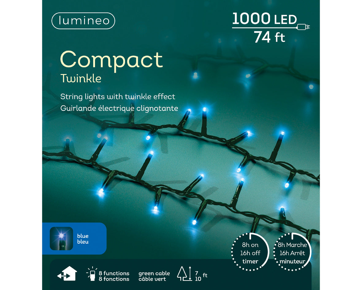 LED Rice Twinkle Stringlight - 1000 Lights - Blue - Green Wire - Tampa Home & Garden Store