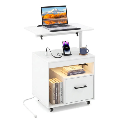 LED Nightstand and Power Outlets with Flip Over