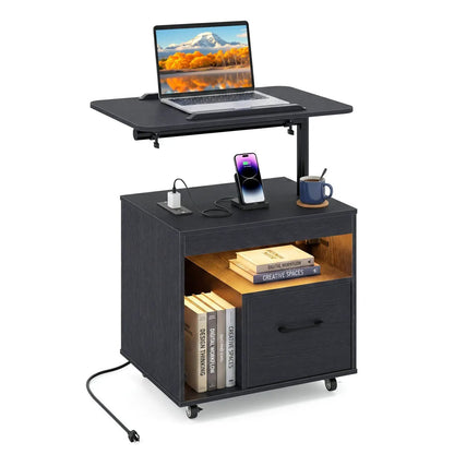LED Nightstand and Power Outlets with Flip Over