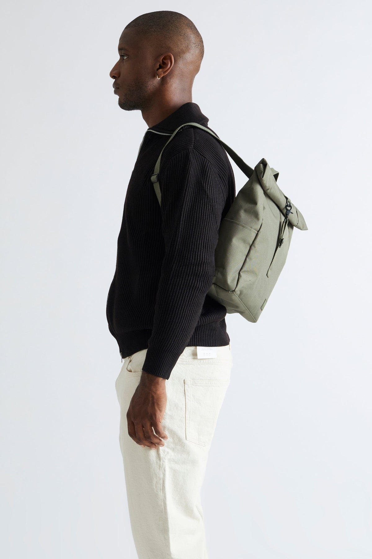 Roll Mini Olive Backpack with Laptop Sleeve in olive green fabric Lefrik USA on Tampa Home & Garden Store
