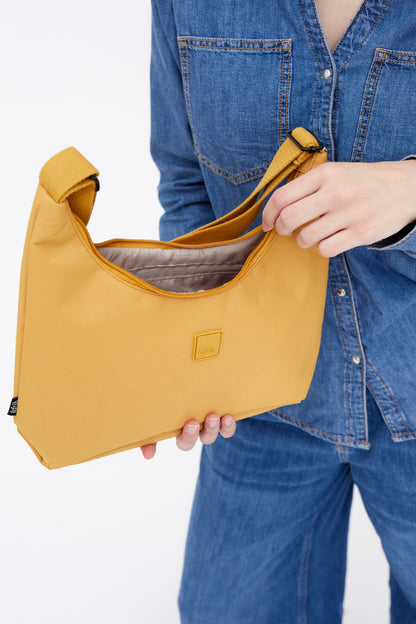 Bico Bag in Mustard with Crescent Silhouette, Lefrik USA handbag in mustard on Tampa Home & Garden Store